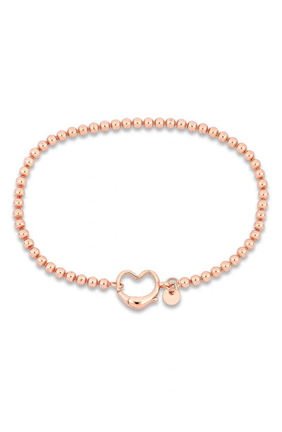 Delmar Beaded Heart Clasp Bracelet In Rose