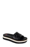 National Comfort Scrunchie Platform Slide Sandal In Black Leather