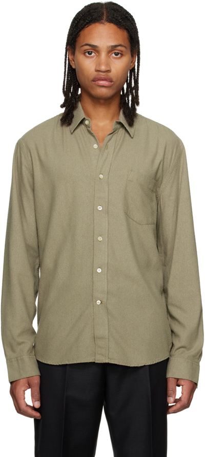 Our Legacy Initial Silk-crepon Shirt In Peafowl Silk Noil