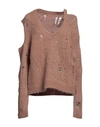 Ramael Woman Sweater Light Brown Size M Mohair Wool, Polyamide, Wool, Elastane In Beige