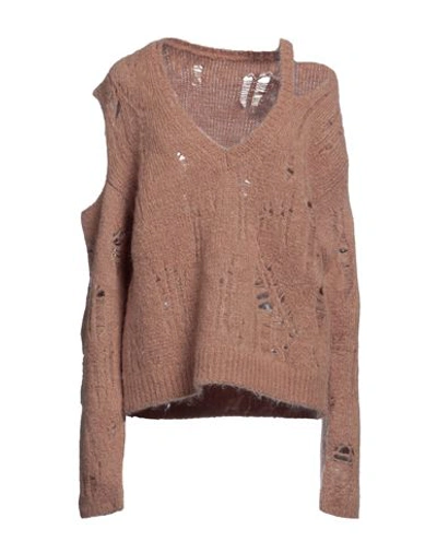 Ramael Woman Sweater Light Brown Size M Mohair Wool, Polyamide, Wool, Elastane In Beige