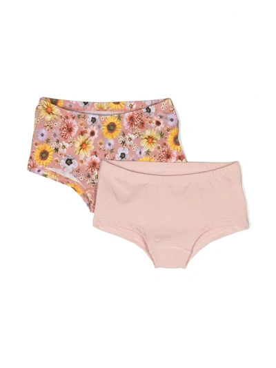 Molo Girls Pink Cotton Floral Knickers (2 Pack)