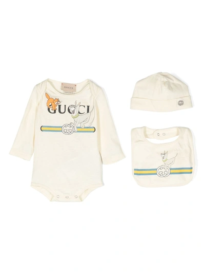 Gucci Babies' The Jetsons 连体衣（三件套装） In Ivory