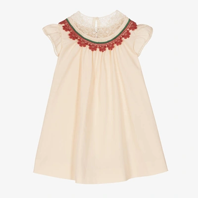 Gucci Baby Girls Ivory Cotton Collared Dress