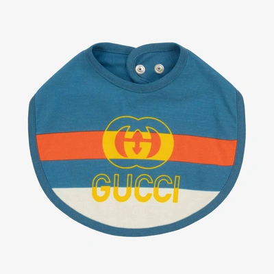 Gucci Babies' Blue Interlocking G Cotton Bib