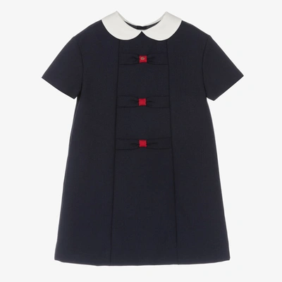 Gucci Kids' Girls Navy Blue Wool Logo Dress