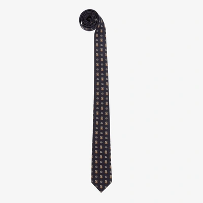 Gucci Kids' Boys Blue Double G & Panda Silk Tie