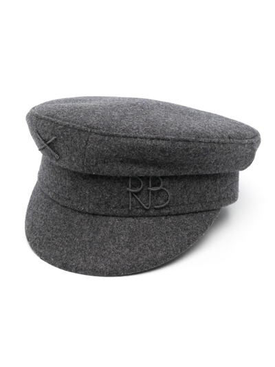 Ruslan Baginskiy Monogram-embroidered Baker Boy Cap In Grey