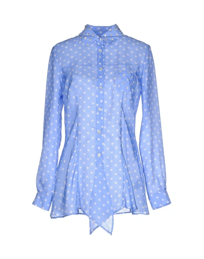 Blumarine Patterned Shirts & Blouses In Pastel Blue