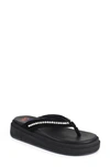 National Comfort Crystal Flip Flop In Black Suede