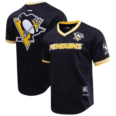 Pro Standard Black Pittsburgh Penguins Classic Mesh V-neck T-shirt
