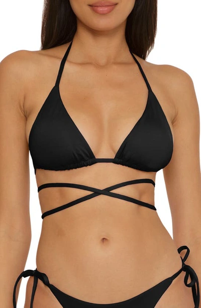 Becca Color Code Wraparound Triangle Bikini Top In Black