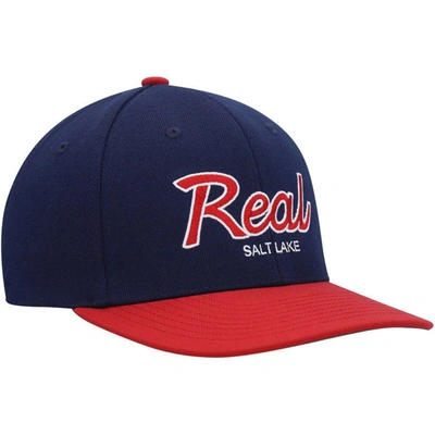Mitchell & Ness Men's  Navy Real Salt Lake Team Script 2.0 Stretch Snapback Hat