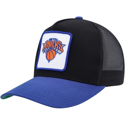 Mitchell & Ness Men's  Black, Blue New York Knicks Soul Truck It Trucker Snapback Hat In Black,blue