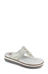 National Comfort Crystal Embellished Platform Flip Flop In Ice White Suede