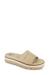 National Comfort Scrunchie Platform Slide Sandal In Tan Leather