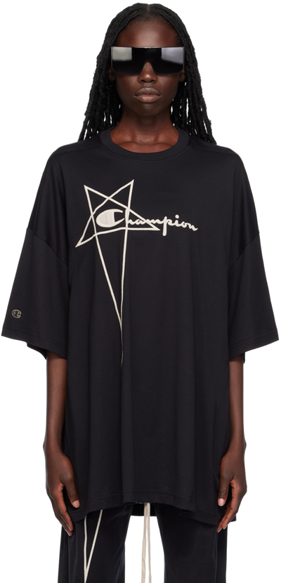 Rick Owens Black Champion Edition Tommy T-shirt In Multi-colored