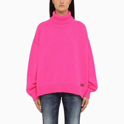 Dsquared2 Fuchsia Wool Wide Turtleneck In Pink