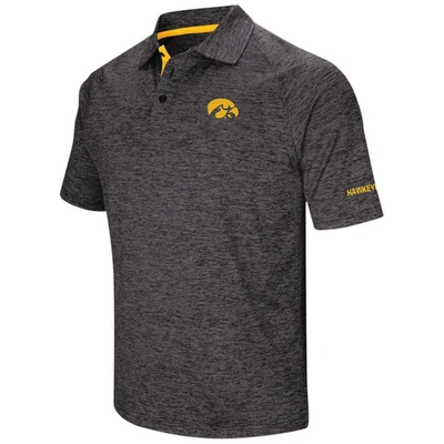 Colosseum Men's  Black Iowa Hawkeyes Big And Tall Down Swing Polo Shirt