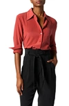 Equipment Quinne Spread-collar Button-down Silk Shirt In Red