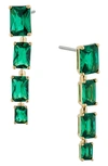 Nadri Isle Linear Cubic Zirconia Drop Earrings In Gold/emerald