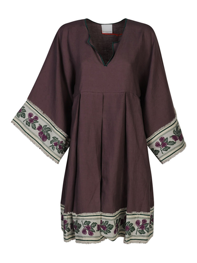 Ninaleuca Linen Long Dress In Purple