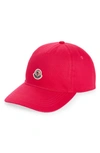 Moncler Logo Patch Baseball Cap In Rosa