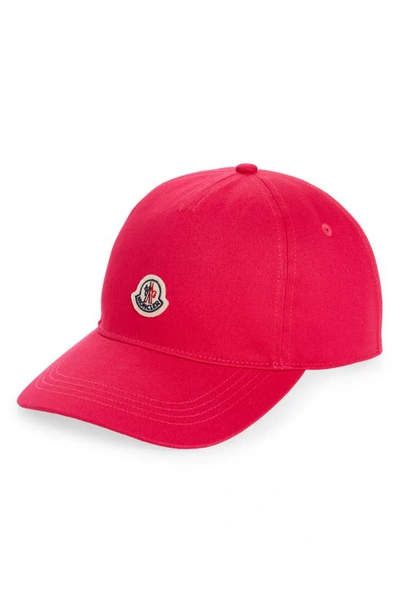 Moncler Logo Patch Baseball Cap In Rosa