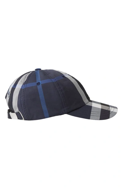 Burberry Navy Blue Cap Burberry Check Cotton Blend Baseball Cap In Dark Charcoal  main image 4