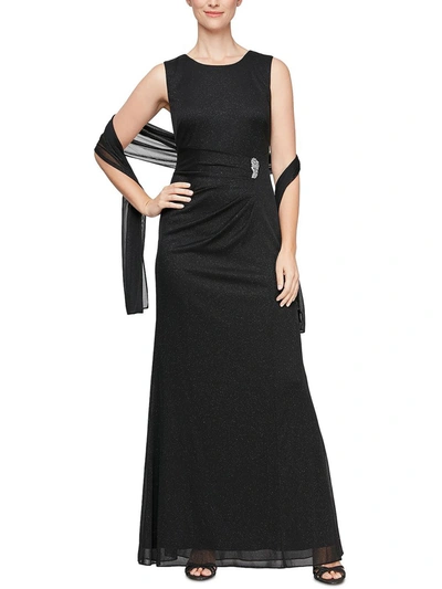 Slny Womens Glitter 2-pc Shawl Evening Dress In Black