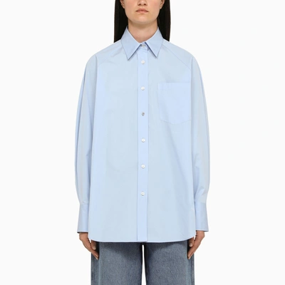 Stella Mccartney Cotton Poplin Wide Sleeve Shirt In Light Blue