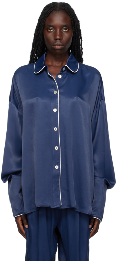 Sleeper Pastelle Viscose Oversize Shirt In Blue