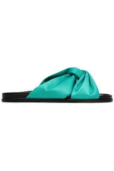 Maje Woman Knotted Satin Slides Jade