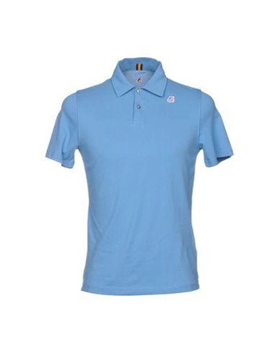 K-way Polo Shirts In Pastel Blue
