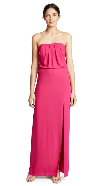 Halston Heritage Strapless Draped Gown In Pink