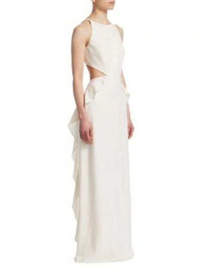 Halston Heritage High Neck Ruffle Gown In Chalk