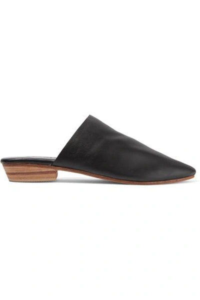 St Agni Paris Leather Slippers In Black