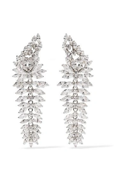 Kenneth Jay Lane Rhodium-plated Cubic Zirconia Earrings In Silver