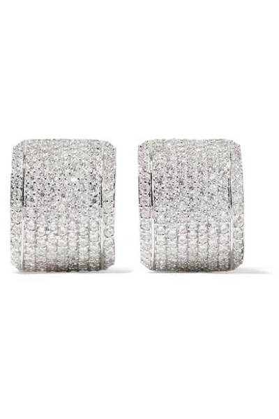 Kenneth Jay Lane Rhodium-plated Cubic Zirconia Clip Earrings In Silver