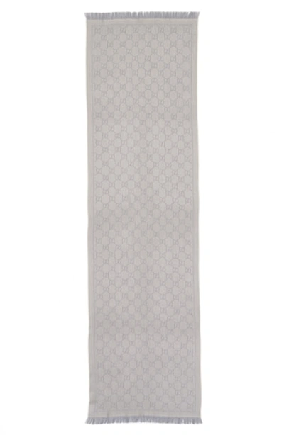 Gucci Gg Pattern Scarf, Zinc/gray In 1763 Zinc/ight Grey