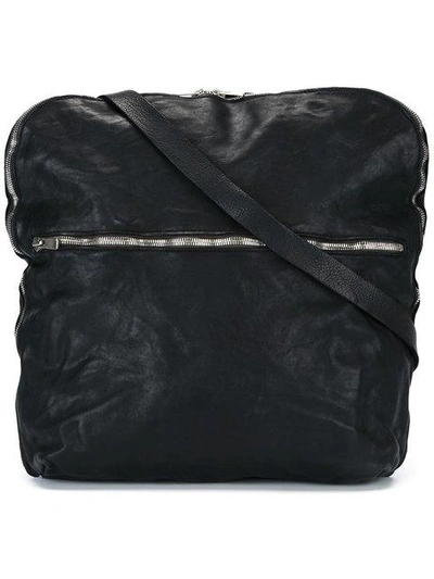 Guidi Top Zip Messenger Bag In Black