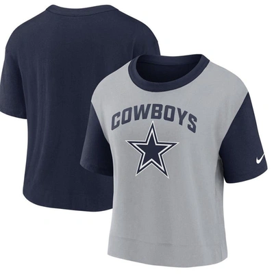 Nike Women's Fashion (nfl Dallas Cowboys) High-hip T-shirt In Navy,silver
