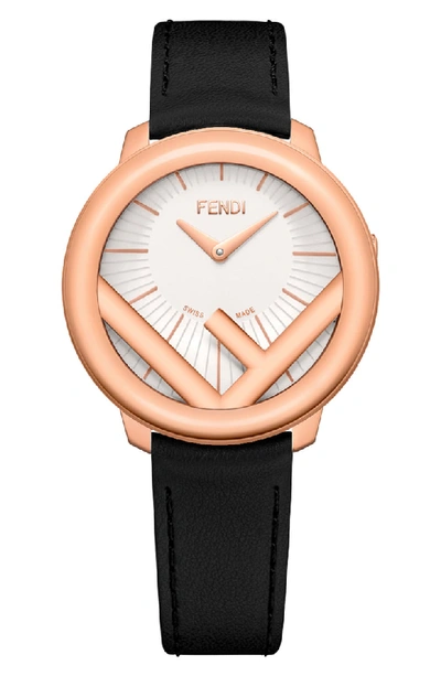 Fendi Run Away Stainless Steel Leather Watch In White/black
