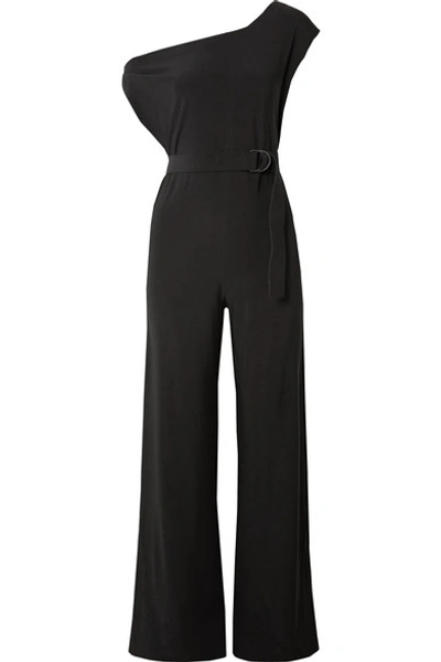 Norma Kamali Mj Drop-shoulder Belted Jumpsuit In Black