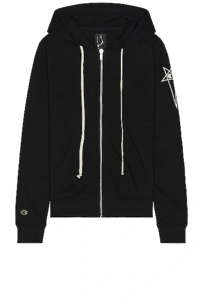 Rick Owens Black Champion Edition Jason's Hoodie In 09 Black