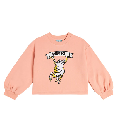 Kenzo Kids' Paris 印花棉卫衣 In Pink