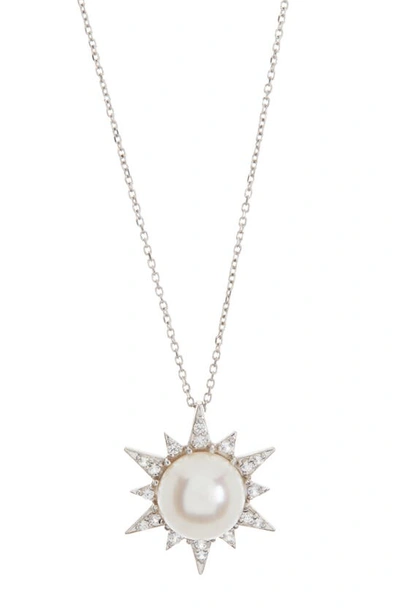 Anzie 10mm Freshwater Pearl Starburst Pendant Necklace In Metallic