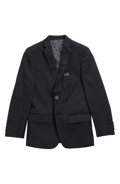 Tallia Kids' Charcoal Windowpane Two Button Notch Lapel Sport Coat