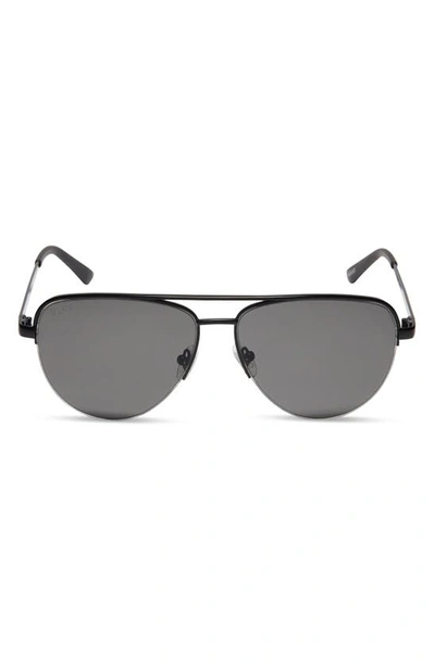 Diff 59mm August Aviator Sunglasses In Matte Black / Grey Lens