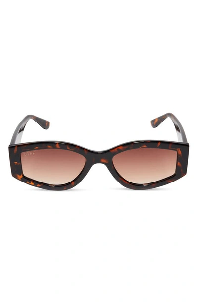 Diff 55mm Kai Slim Sunglasses In Dark Tort Brown Gradient Lens